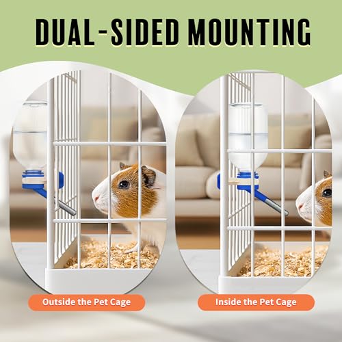 Choco Nose No-Drip Water Bottle Feeder for Guinea Pigs, Hamsters, Bunnies, Ferrets, & Small Pets, 10.2 fl.oz, 300ml - Easy to Install in Cages/Crates, US Patented Leakproof Nozzle 10mm, Blue (C128) - color: C128 Blue, size: Guinea Pigs-Small Bunnies-Ferre