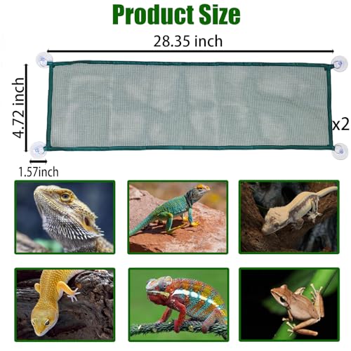 2 Pack Bearded Dragon Hammock,Breathable Mesh Collapsible Reptile Hammock Lounger Climbing Tank Accessories for Lizard Gecko Snakes Axolotls Chameleon (Green) - color: Green