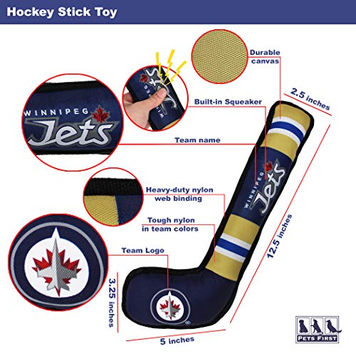 Pets First NHL Winnipeg Jets Stick Toy for Dogs & Cats. Play Hockey with Your Pet with This Licensed Dog Tough Toy Reward! - color: Winnipeg Jets, style: NHL Dog Tug Toy