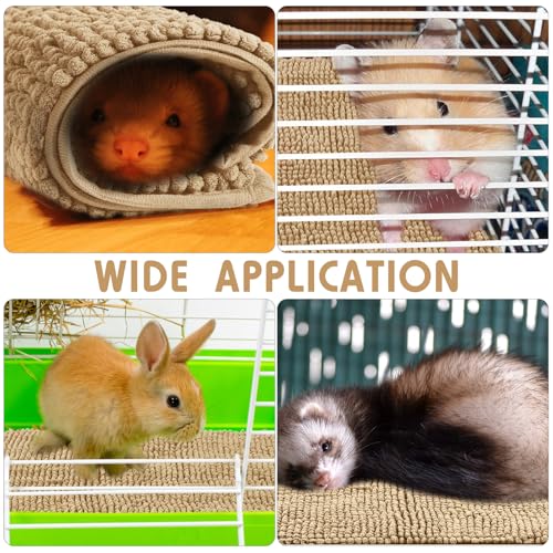 4 Pcs Guinea Pig Cage Liner 16 x 24 Inch Washable Chenille Pee Pads Pet Dog Cat Bedding Training Mat Reusable for Small Animals Puppy Bunny Hamster Chinchilla - color: Beige, size: 16 x 24 Inch, style: Low Pile Chenille