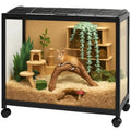 Hamster Cage,Metal Large Rat Cage Stackable with Top Access,Ventilated Pet Mouse Cages with Front Door,Portable Hamster House for Rats, Guinea Pigs,38x18.5x20.5in - color: black
