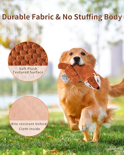 Dog Toys, Squeaky Plush No Stuffing Crinkle Dog Toy for Small Medium Large Dogs, [3 Pack] Interactive Puppy Teething Water Bottle Dog Chew Toy - style: Squirrel, Mouse, Fox