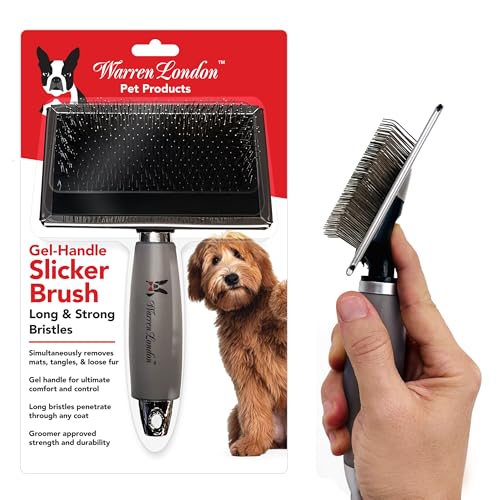 Warren London Gel Handle Slicker Brush for Dogs, Doodles & Long Coats, New & Improved Bristles - style: Gel Handle