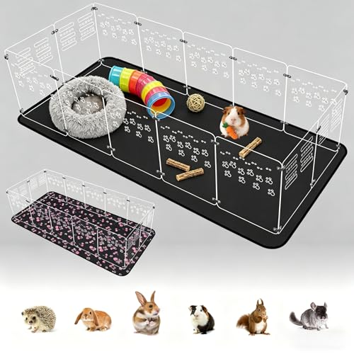Guinea Pig Cage,Acrylic,60" Lx24 Wx14 H,with Waterproof Mat,Heighten,Also for Rabbits, Button Quails, Hedgehogs, Ferrets and Other Small Animals. - size: 60.0"L x 24.0"W x 14.0"H