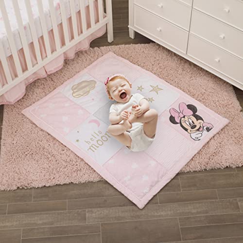 Disney Minnie Mouse Twinkle Twinkle Minnie Pink, White and Metallic Gold 3 Piece Crib Bedding Sete Twinkle Minnie Pink, White and Metallic Gold 3 Piece Crib Bedding Set