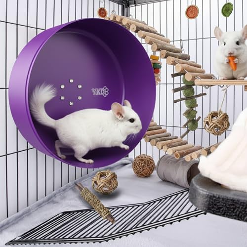 15" Aluminum Alloy Silent Chinchilla Exercise Wheel | Noiseless Running Wheel for Chinchilla, Rat, Hedgehogs, Squirrels and Small Pets (Purple) - color: Purple