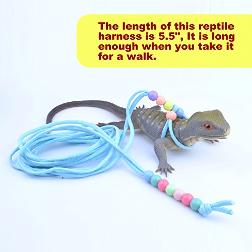 Adjustable Reptile Training Lead Harness Leash Nylon Rope for Lizard Crested Gecko Chameleon Guinea Pig Ferrets Hamster Rats (Fluorescence) - color: Fluorescence