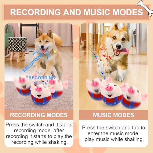 BABORUI Interactive Dog Toys Pig, Jumping Squeaky Dog Toys with Recording and Music Modes, Rechargeable Moving Dog Chew Toys for Small/Medium/Large Dogs to Keep Them Busy(Red Pig) - color: Red Pig