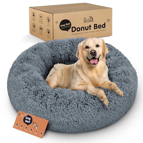 Donut Dog Bed - Premium Comfort for Anxiety Relief - Fluffy & Calming Design with Ultra-Plush Support | Cozy Round Dog Bed with Super Soft Circle Style (Dark Grey, X-Large) - color: Dark Grey, size: X-Large (45"L x 45"W x 10"Th)