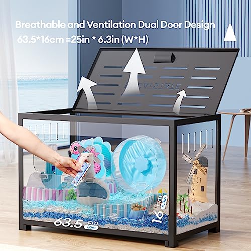 BUCATSTATE Hamster Cage 2.0, Large Hamster Enclosure (31in, Black) | Stackable 3.84 ft² Large Habitats with Deep Beddiing Base, Sturdy Aluminum Frame, Front and Top Access, Easy Assemble - color: Black, size: 31.4"L x 17.6"W x 20.6"H