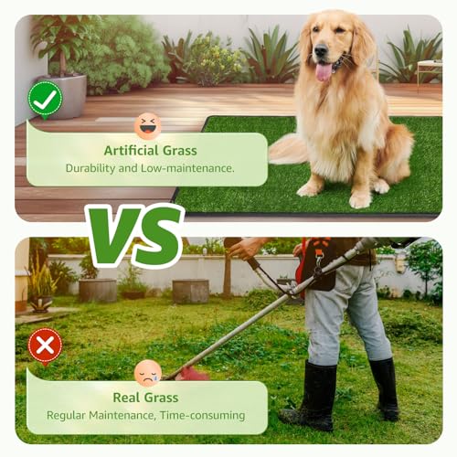 LOOBANI Dog Grass Pad with Tray - 41x26.8in for Potty Training | 2 Replacement Fake Grass Pads, Easy to Clean, Dog Litter Box, Balcony/Apartment/Indoor/Outdoor Use - size: Tray Potty 41*26.8inch