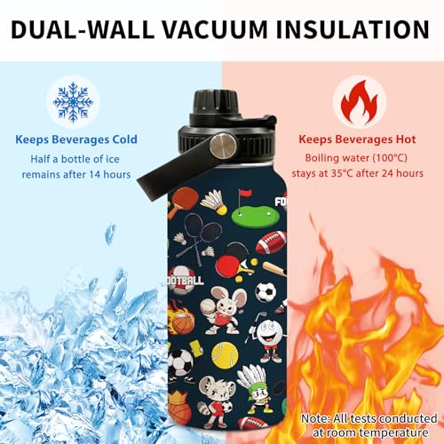 Soccer 32oz Water Bottle, Leak-proof Bottle, Insulated Coffee Cup | 32oz Stainless Steel Tumbler, with Handle & Lid Reusable Mug, Christmas Birthday Gift for Sports Lover - color: Ball