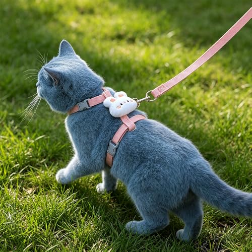 Cat Harness and Leash Set, Cat Harness Escape Proof, Rabbit Harness and Leash Set, Costumes for Cats and Bunny(B, Middle) - color: B, size: Middle
