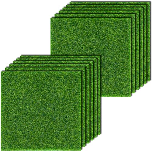 KISEER 12 Pack Fairy Garden Grass 6 x 6 Inches Miniature Artificial Craft Grass for Dollhouse Ornament DIY Decoration - size: 12 Pack 6 x 6 Inch
