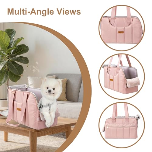 Dog Purse Carrier for Small Dogs Cats Rabbits Up to 12lbs, Lightweight Pet Sling Carriers with Crossbody Strap, Portable Puppy Soft Sided Tote Bag Carrier for Vet,Hiking,Travel Pink - color: Pink