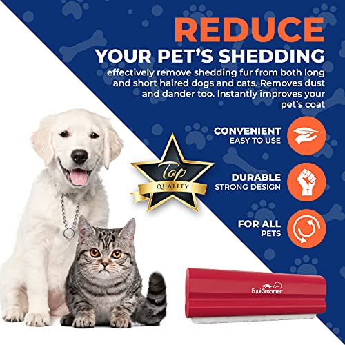 EquiGroomer 5-Inch Undercoat Deshedding Brush for Dogs & Cats, Red | Best for dogs up to 100 lbs and cats of any size, short or long hair, stainless blade, no cutting or pulling - color: Red, size: 5 Inch