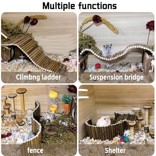 Rat Bendy Long Suspension Bridges 15.7 x 3.9 Inch Gerbil Wooden Ramp Hamster Cage Climbing Ladder Natural Wood Chews Toys for Rodents Mouse Dwarf Hamster - size: 1PCS 15.7x3.9in