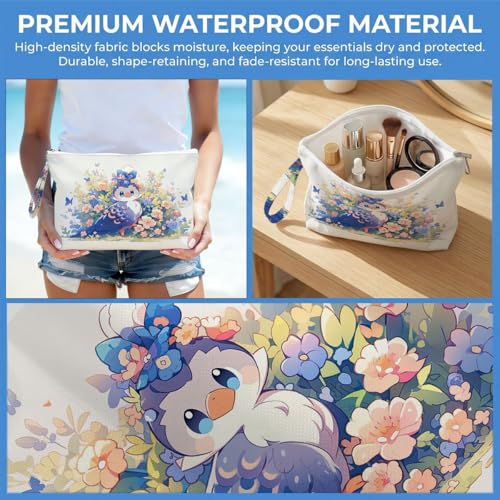 ENGVZ Wet Dry Bag, Waterproof Travel Pouch, Large Zipper Bag For Swimsuits, Diapers, Toiletries, Makeup, Women And Girls Cute Blue Bird - color: Flower Bird