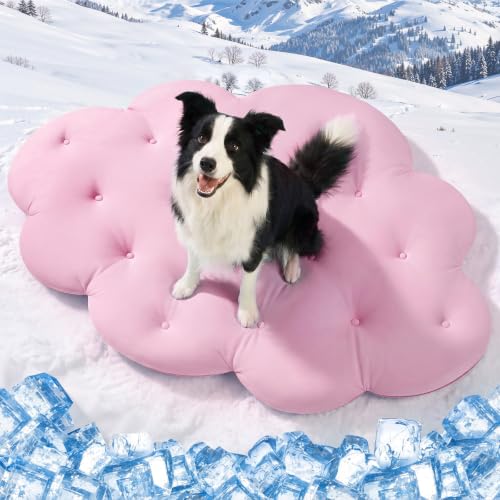 Q-Max>0.5 Dog Cooling Mat (Cool&Warm), 47''×35'', L, Cloud Pink | Double-Sided Self-Cooling Mat for Dog, Pet Cool Pads for Summer, Crate, Kennel, Machine Washable, Cat Cool Bed, Non-Gel - color: Cloud-Pink, size: L