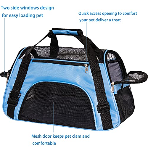 MuchL Pet Carrier Cat Cattier Soft-Sided Carriers for Small Medium Cats Dogs Puppies Pet Carrier Airline Approved Cat Dog Pet Travel Carrier (Medium, Blue) - color: Medium-Blue