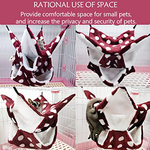 LEFTSTARER Rat Ferret Sugar Glider Cage Hammock Bedding Small Pet Cage Accessories Toy Triple-Layer Hammock Bedding for Hamster Guinea Pig Sugar Glider Rat Ferret Chinchilla Playing Sleeping(Red) - color: Red