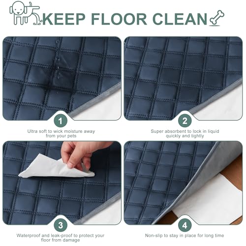 Eterish Reusable Washable Pee Pads for Dogs Large/Extra Large 36'' x 41'' 2 Pack, Absorbent Pet Puppy Dog Training Pads Non-Slip, Waterproof Whelping Potty Pads for Dogs Leak-Proof - color: Navy Blue, size: 2 Pack (36"x41")