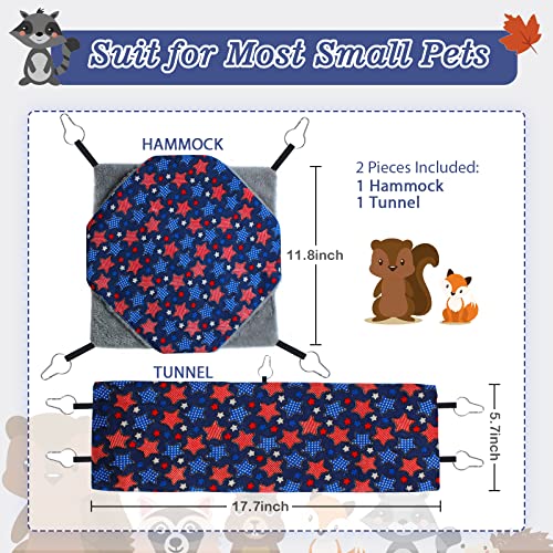 petonfun Ferret Rat Hammock Tunnel Set for Cage Accessories Toys Bed, Blue | 2 Pack, Large Size, Double Sided, Durable & Soft, Hideout for Guinea Pig & Chinchilla to Hide, Suitable for Most Small Animal - color: Blue