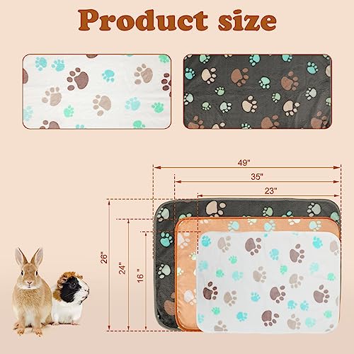 YUEPET Waterproof Guinea Pig Blankets 3 Pack, Fleece Cage Liners, L | Guinea Pig Fleece Cage Liners, Waterproof Backing, Machine Washable, Soft Fleece Surface, 48 x 24 in - color: White+gray+coffee, size: L-48"×24"