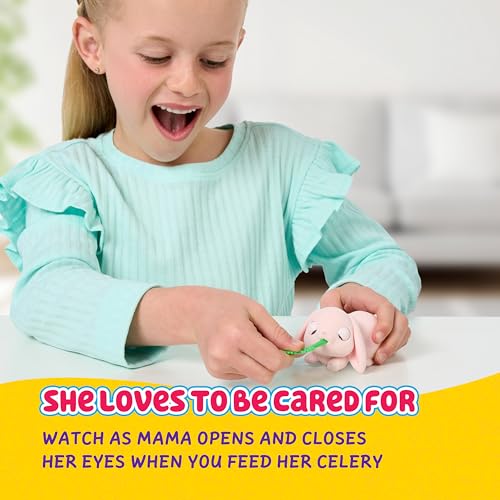 Little Live Pets Mama Surprise Minis Bunny, Reveals 2-4 Babies | Feed celery to reveal surprise babies with unique birthmarks, 2 accessories; interactive pet toy kids ages 4+ - style: Bunny