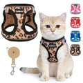 SCENEREAL Cat Harness & Leash Set Escape Proof - Adjustable Air Mesh Vest with Reflective Strips for Kittens, Puppies, Rabbits, Khaki Leopard M - color: Khaki Leopard, size: Medium(Fit Chest 12.5-14in)