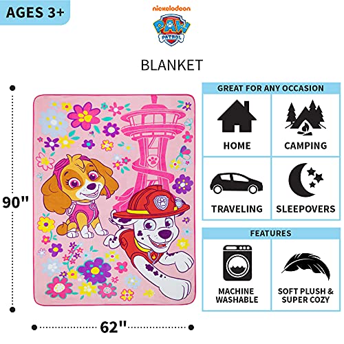 Paw Patrol Girls Kids Bedding Super Soft Plush Micro Raschel Blanket, 62 in x 90 in, (Official) Nickelodeon Product By Franco - color: Paw Patrol Girls, size: 62 in x 90 in