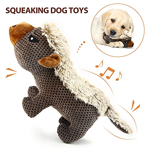 IOKHEIRA Dog Plush Toys for Aggressive Chewers, Indestructible Dog Squeaky Toys with Crinkle Paper, Durable Teething Chew Toys for Medium and Large Breed (Grey) - color: Grey