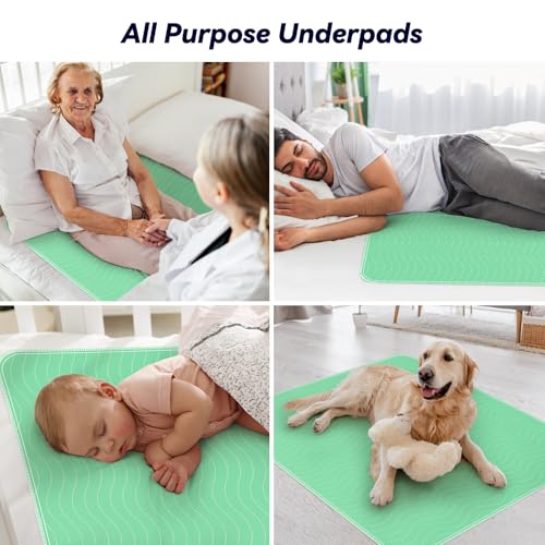 4 Pack 36” x 36” Extra Heavy Absorbency Washable Underpads Bed Pads | WaterProof Quick Drying Nursing Pads Incontinence, Reusable Washable Pee Pads for Dogs, Diaper Changing & Adults - size: 4 Pack - 36" x 36"
