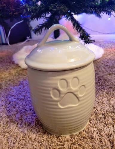Large Dog Treat Container Airtight, Cute Dog Treat Jar with Lids,Rustic Dog Treat Storage Container, Ceramic Cat Food Jars for Kitchen Counter, Green | Large Capacity Doggie Cookie Jar for Countertop, Airtight Lid Keep Food Fresh, Sturdy Durable, Cute Paw