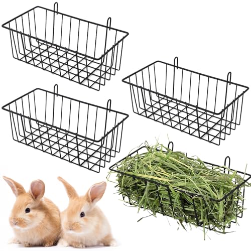Rabbit Hay Feeder Bag Small Animal Hanging Feeding Sacks4Pcs | Oxford Fabric Dispenser Bags For Guinea Pig Chinchilla, Double Metal Hooks Cage Accessory, Wear Resistant Storage