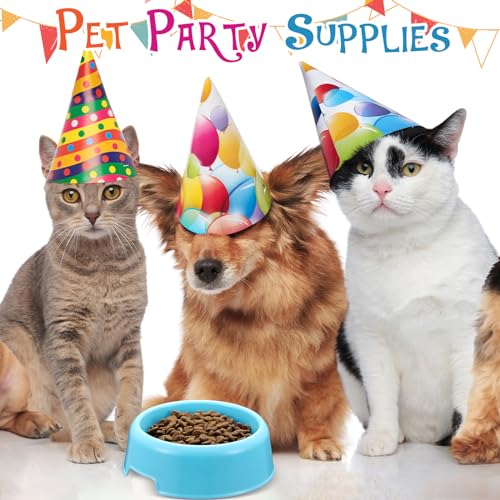 24 Pcs Puppy Dogs Birthday Party Supplies Plastic Dog Bowls Bulk Reusable Food Feeding Water Pet Bowl for Cat Paw Party Favor, Blue, Yellow, Pink, Coffee, Orange, Green