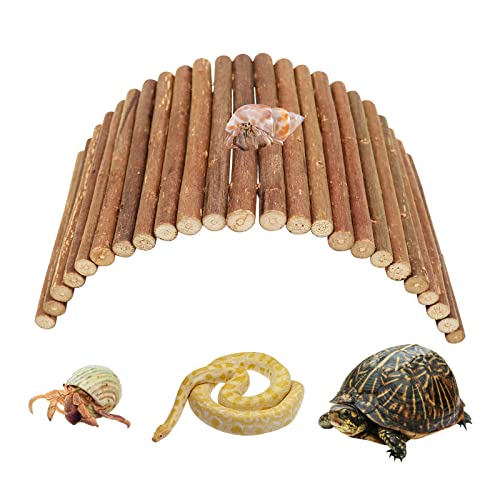Hermit Crab Climbing Toys, Wooden Hermit Crab Hideout, Reptile Tank Habitat Decor, Bendable Ladder Bridge Tunnel Toys for Lizard Chameleon Hamster Rats Chinchilla Guinea Pig Rabbit Bearded Dragon - style: 11.8×5.9 Inches