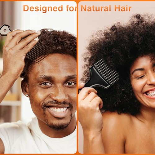 SALONSILK 5Pcs Combs for Men, Hair Pick Comb Set for Afro Black Mens Curls, Wide Tooth Medium Toothed Styling Dressing for Twist Detangler Natural Hair - color: Black-5 PCS