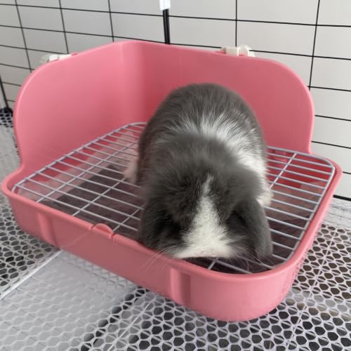 Rabbit Litter Box, Bunny Litter Box, Guinea Pig Potty Trained, Square Small Animal Toilet Potty Pan for Rabbit Guinea Pig Ferret Hamster Chinchilla (Pink) - color: Pink