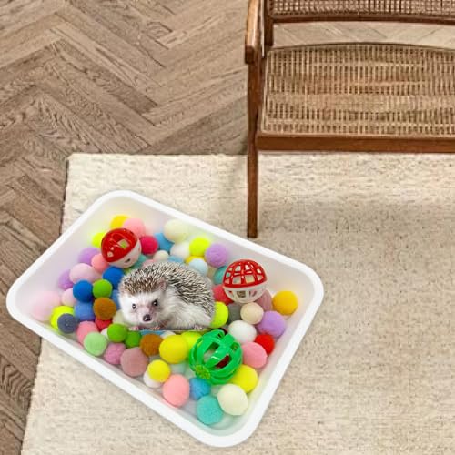 Hedgehog Dig Box Tray Set, Funny Hedgehog Enrichment Toy for Cage Accessories, Small Animal Ball Bells for Hamster Guinea Pig Ferret