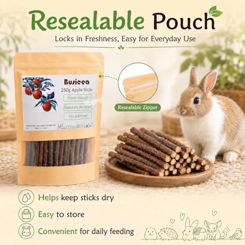 Premium Natural Apple Sticks - 250g/8.82 OZ Molar Chew Treats for Rabbits Chinchillas Guinea Pigs Hamsters Small Animals - size: 9.5 Ounce (Pack of 1)