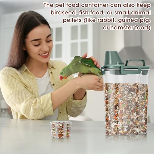 TBMax Small Dog Cat Food Storage Containers 2 Pack, Travel-Friendly Pet Food Container with Spout & Measuring Cup, Portable Pet Feeding Dispenser, Bird Seed Container-Dark Green - color: Dark Green -2Pcs 3Qt