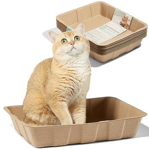 Vealind Disposable Litter Boxes for Cats Cardboard Cat Litter Trays Cat Travel Toilet Litter Pan Liners Kitty and Small Animals Leakproof Litter Box (5 Pack) - color: 5 PACK
