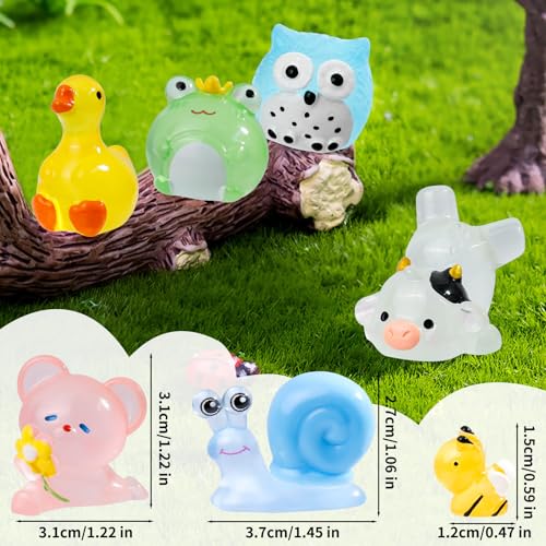 80 Pcs Luminous Mini Resin Animals 80 Styles Tiny Little Glow in The Dark Animal Figures to Hide Miniature Ducks Figurines for Party Favors DIY Fairy Garden Dollhouse Micro Landscape Aquarium Decor - style: 80Pcs-Luminous