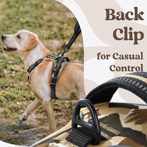 rabbitgoo Dog Harness Small Sized, Updated Easy On & Off with 3 Buckles | No Pull No Choke, Walking with 2 Clips and Handle, Adjustable Soft Reflective, Desert Ridge, Small - color: Desert Ridge, size: Small