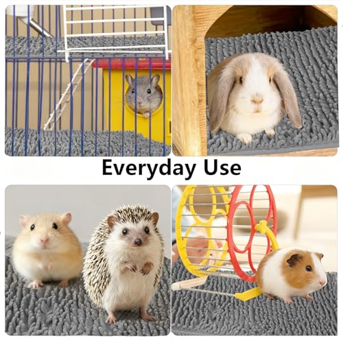 5 Pcs Guinea Pig Cage Liner 16 x 24 Inch Dark Gray Guinea Pig Bedding Washable Training Mat Reusable Small Animal Sleeping Pee Pads for Bunny Hamster