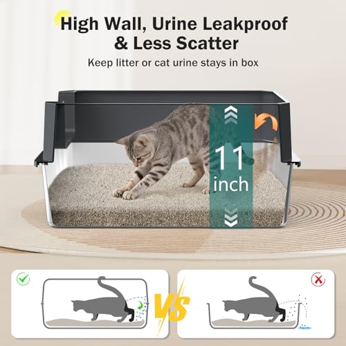 Stainless Steel Litter Box, Extra Large Litter Boxes for Big Cats, XLarge Metal Cat Litter Box with Lid, Anti-Urine Leakage XL Box with High Sides, Easy Clean, Non-Sticky, Scoop Included - color: Dark Grey, size: XL