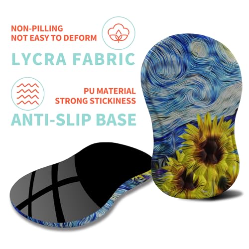 Ergonomic Mouse Pad Wrist Support with Memory Foam Massage Bulge, Carpal Tunnel Pain Relief Mousepad Wrist Rest for Mouse(12x8 inch,Sunflower) - color: Kg006-sunflower Starry Night