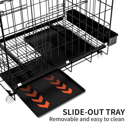 STILLCOVE Small Chicken Cage Outside, with Waterproof Cover & Bowls | with Removable Trays, Universal Wheels, Small Animal Enclosure for Rabbit, Bunny, Cat, Kitten, Dog, Guinea Pig, Ferret, Duck