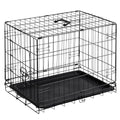DUMOS 24 Inch Dog Crate, Foldable Puppy Small Dog Cage Pet Kennel | Single Door Metal Wire, Plastic Leak-Proof Pan Tray, Portable Indoor Outdoor Training Travel - size: 24"L x 16.5"W x 18.5"H